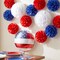 Wrapables Red White and Blue Patriotic 4th of July Pom Pom Party Decorations for Memorial Day, Veterans Day, Presidents Day, Independence Day (Set of 13)